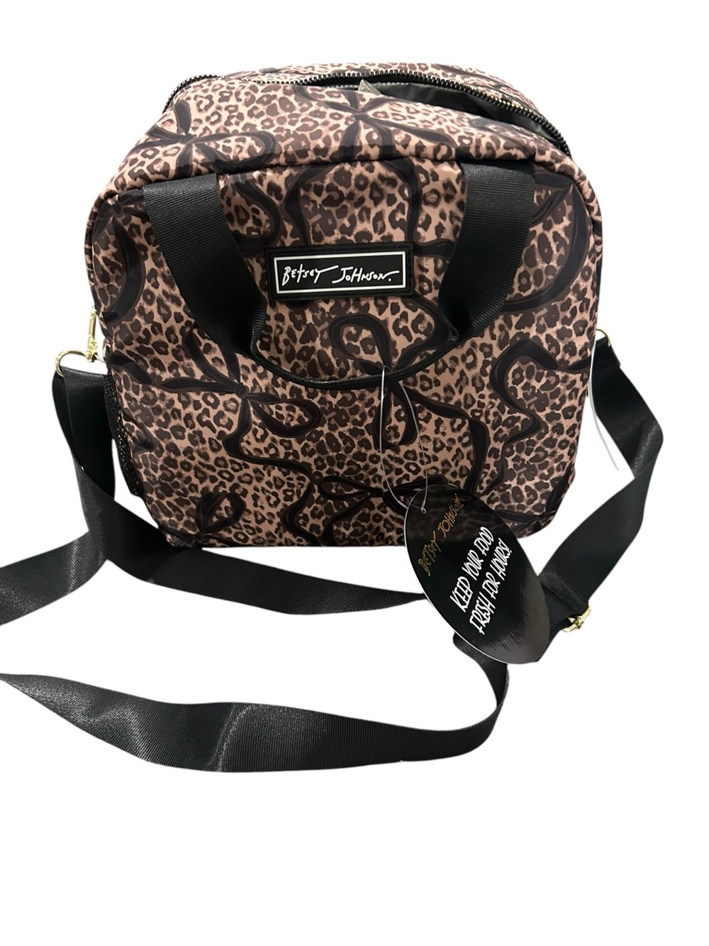 Betsey Johnson Brown Leopard Print lunch bag